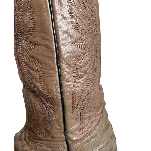 Reyme Men's Genuine Caiman / Alligator Tail Cowboy Boots Embroidered Sz~7 - Picture 7 of 16